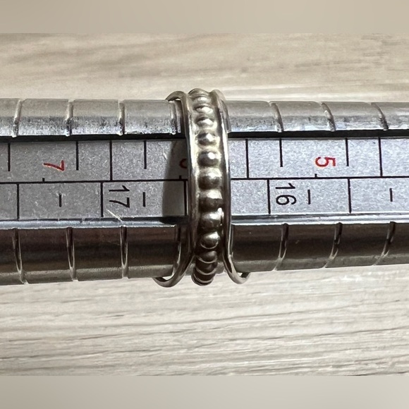 Vintage Designer H. Smith Sterling Silver Abstract Turquoise Inlay Ring, Size 6 - Picture 11 of 11